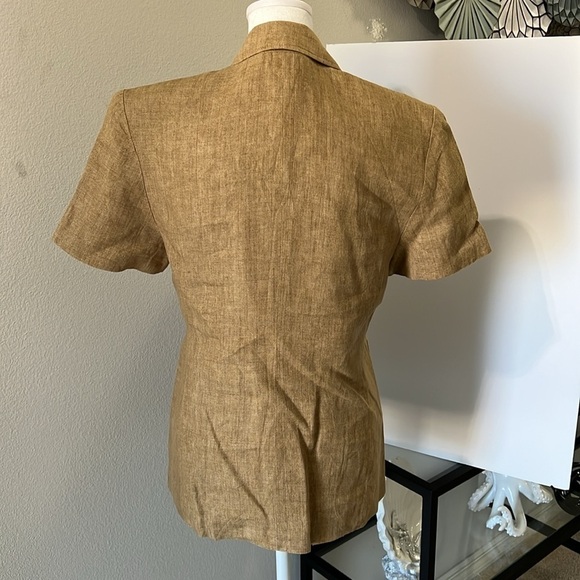 Crossing Pointe NWOT Women’s Short Sleeve Button Down Linen Top Size 10 - Picture 3 of 7